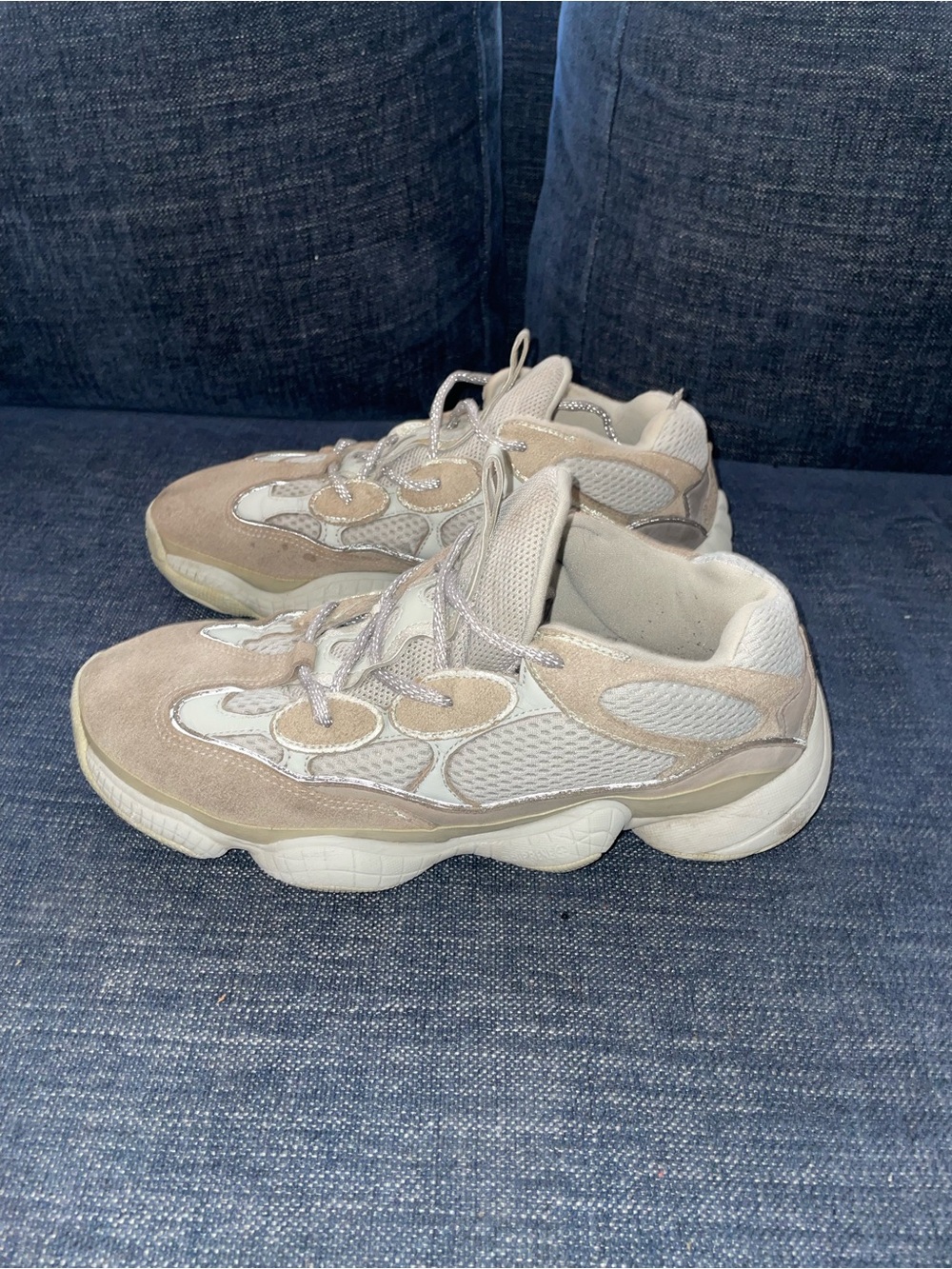Yeezy Neutral Chunky Mesh & Suede Sneakers - Cream/Tan